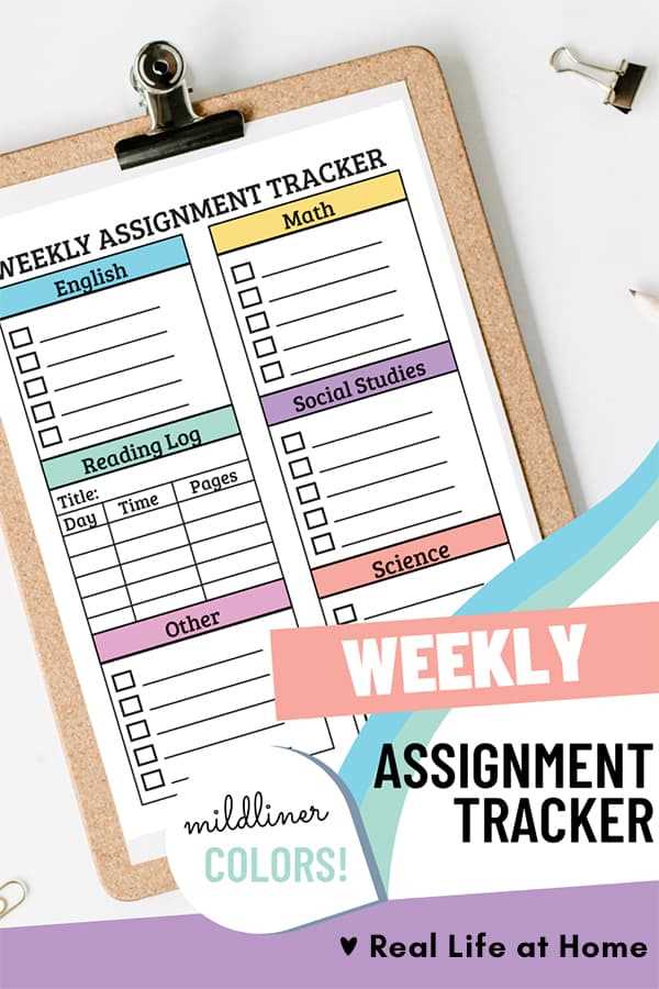 free printable assignment tracker