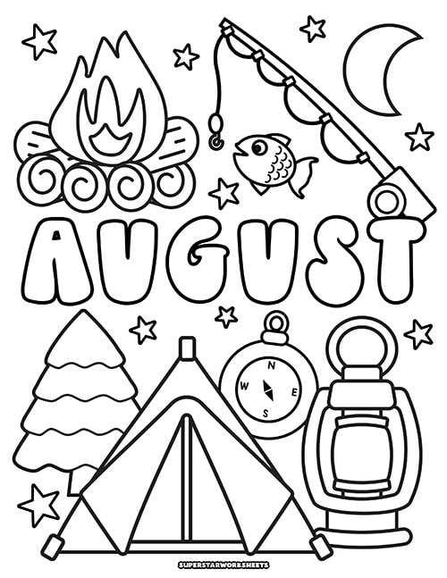 free printable august coloring pages