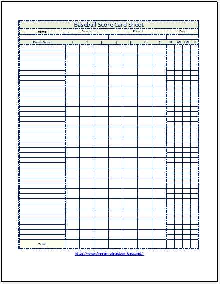 free printable baseball score sheets