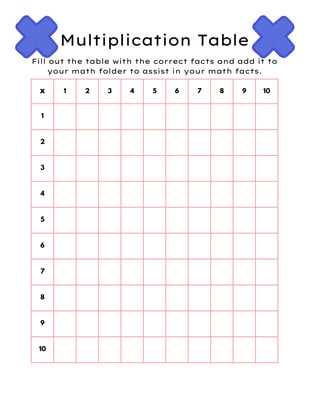 free printable blank multiplication chart printable