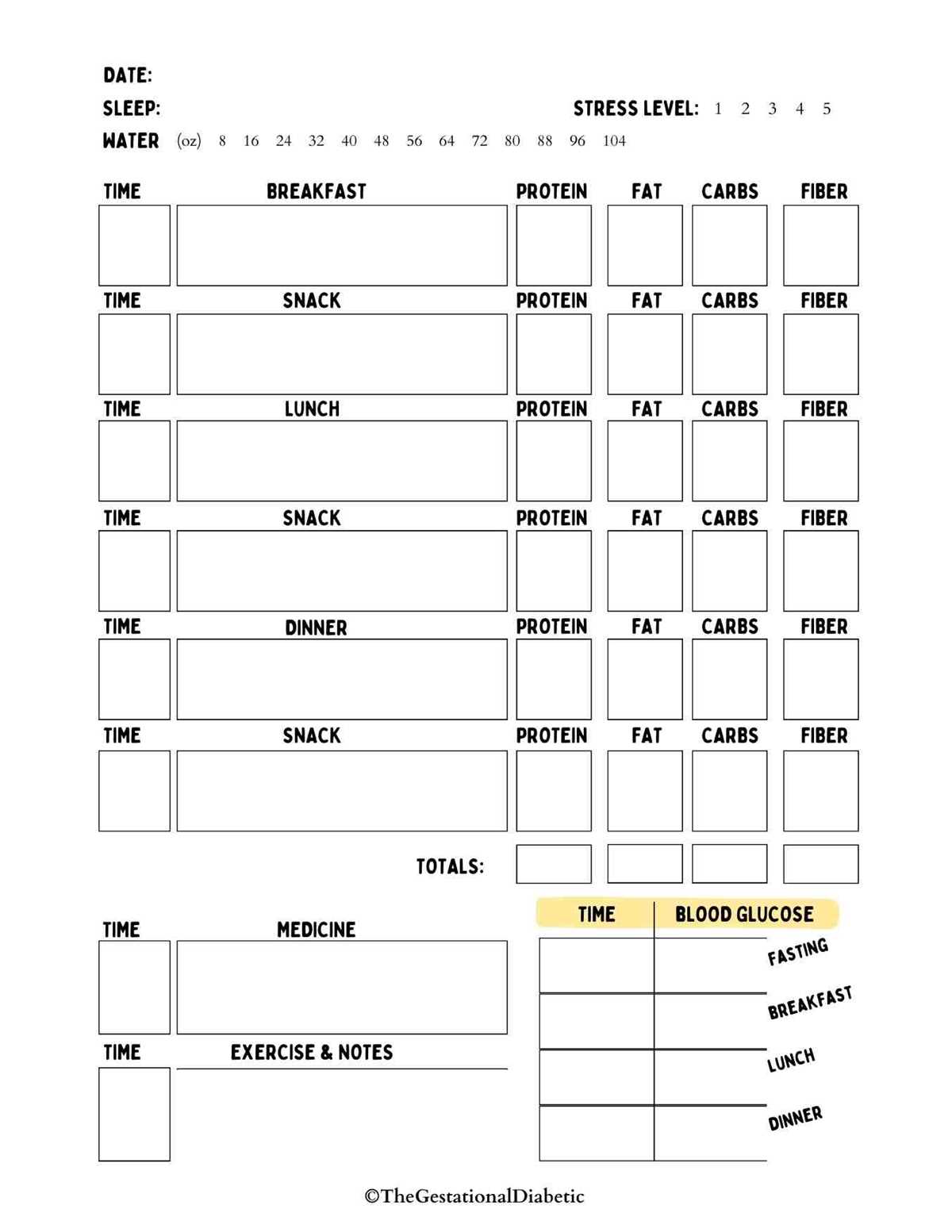 free printable blood glucose log