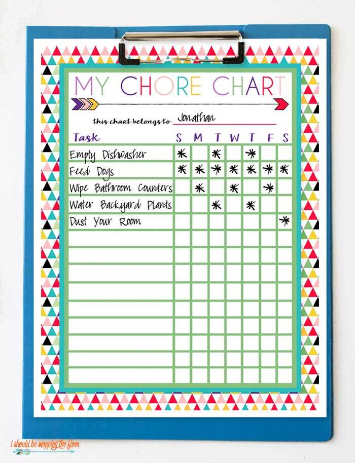 free printable chores chart