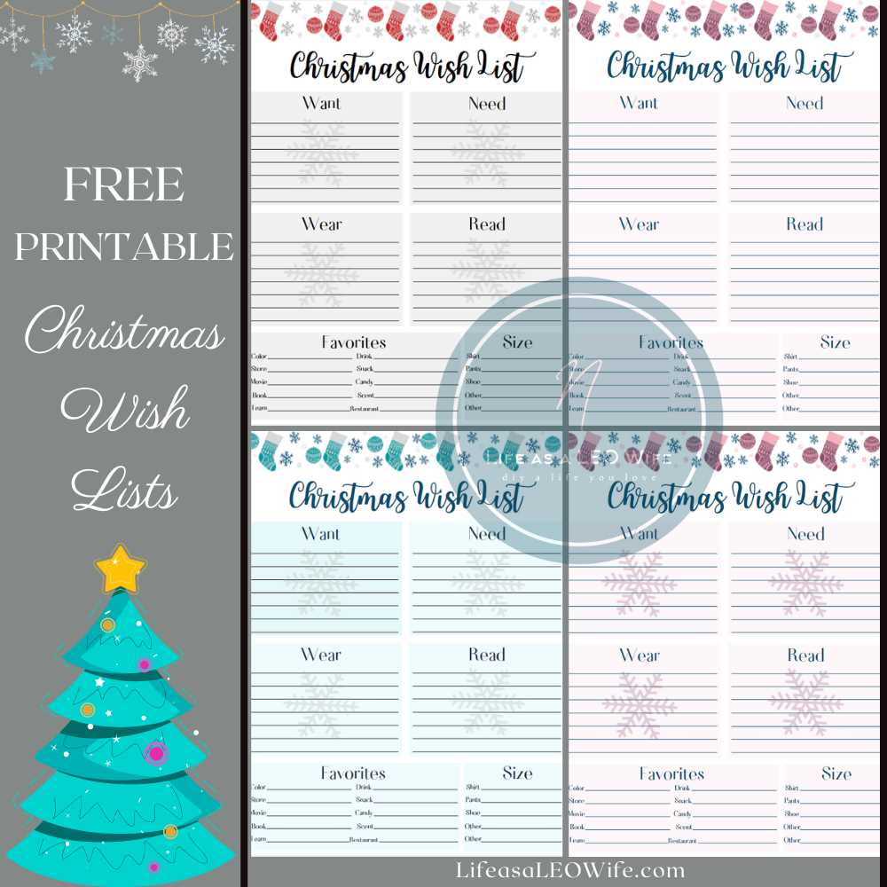 free printable christmas gift list template