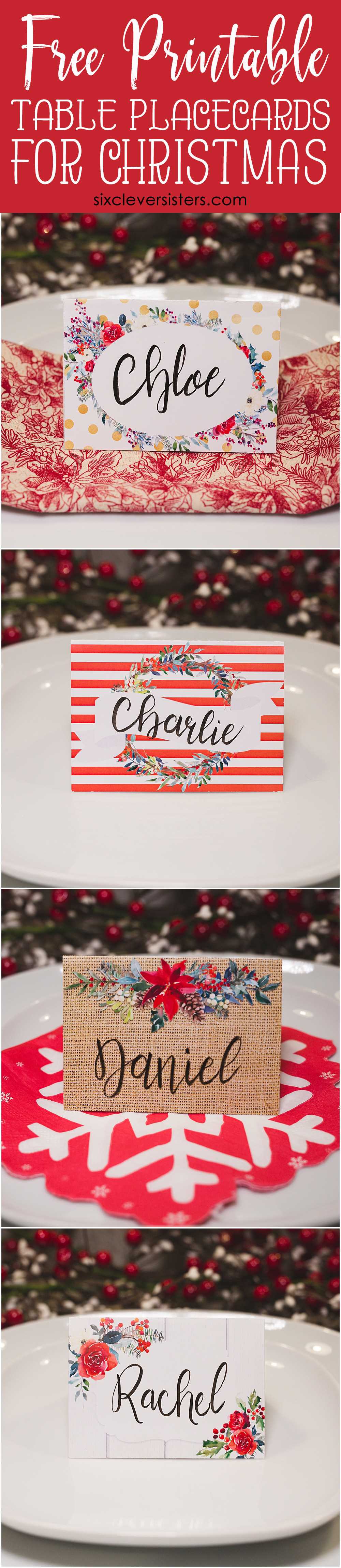 free printable christmas place cards