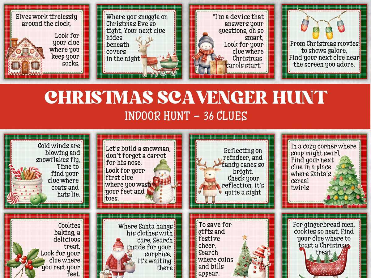 free printable christmas treasure hunt clues for adults