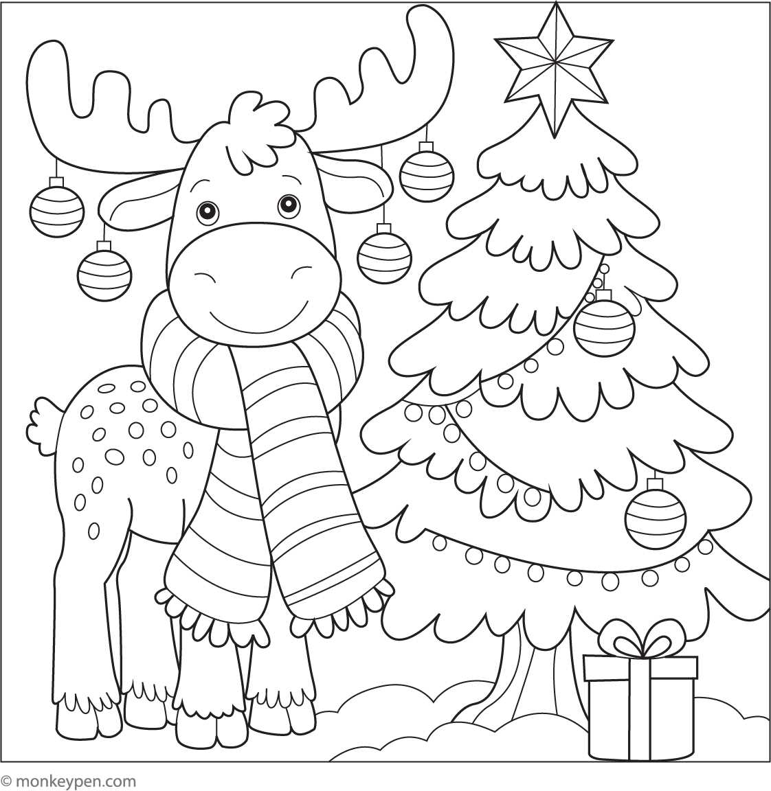 free printable christmas tree coloring page