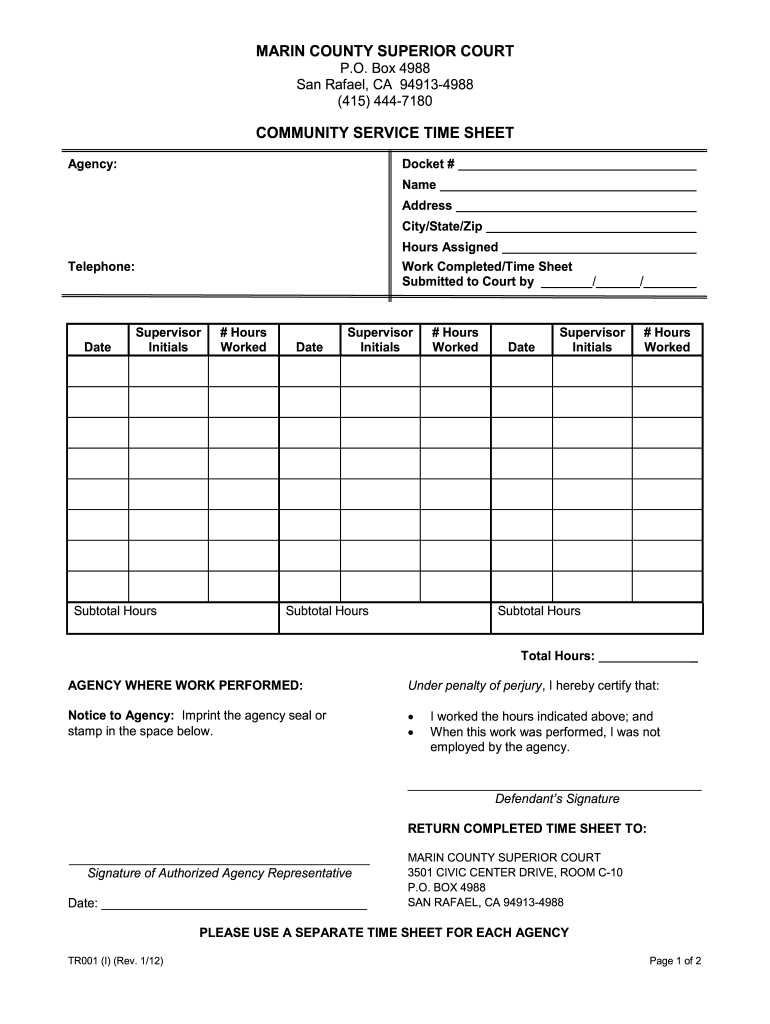 free printable community service log sheet