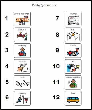 free printable daily schedule for autistic child