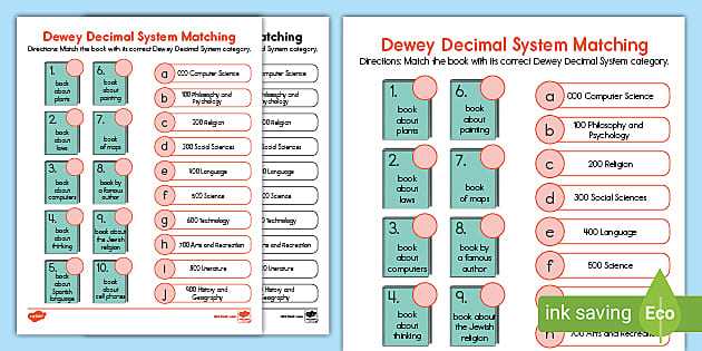 free printable dewey decimal system chart