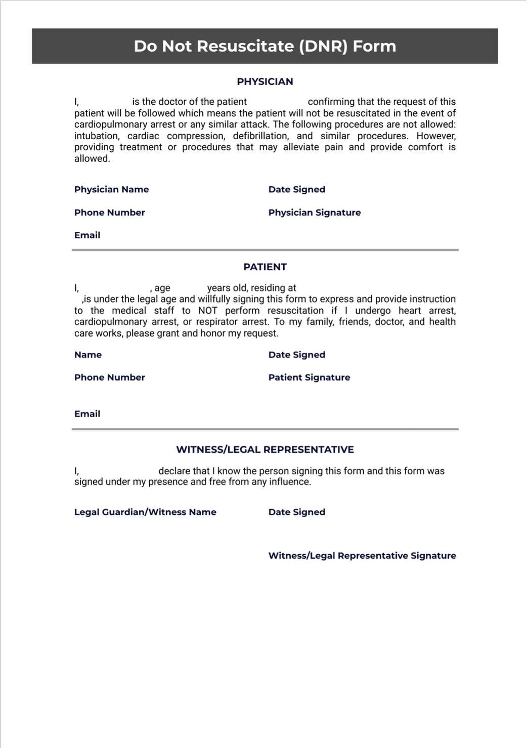 free printable dnr form ny