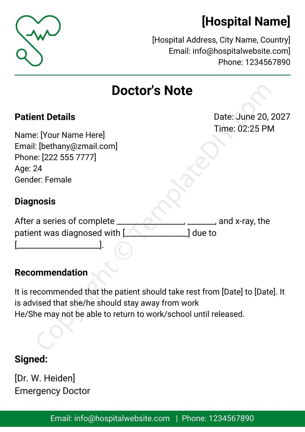 free printable doctor excuse