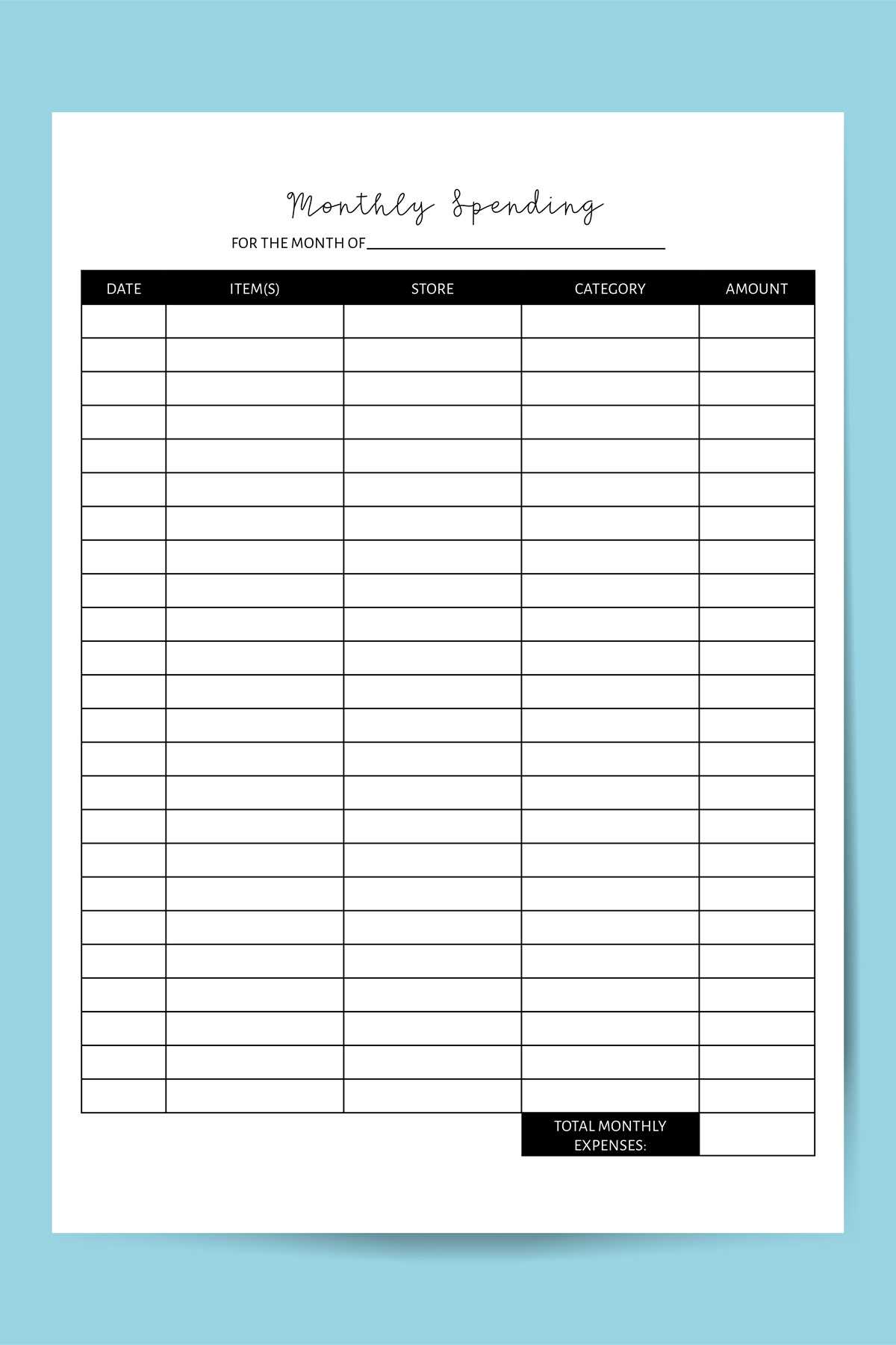 free printable expense tracker