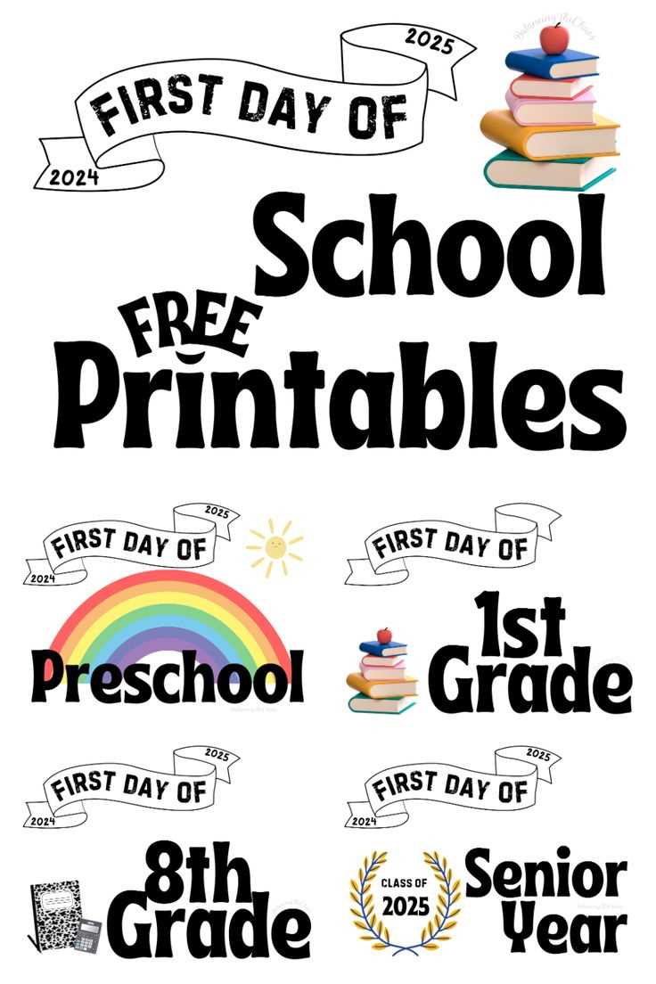 free printable first day of school signs