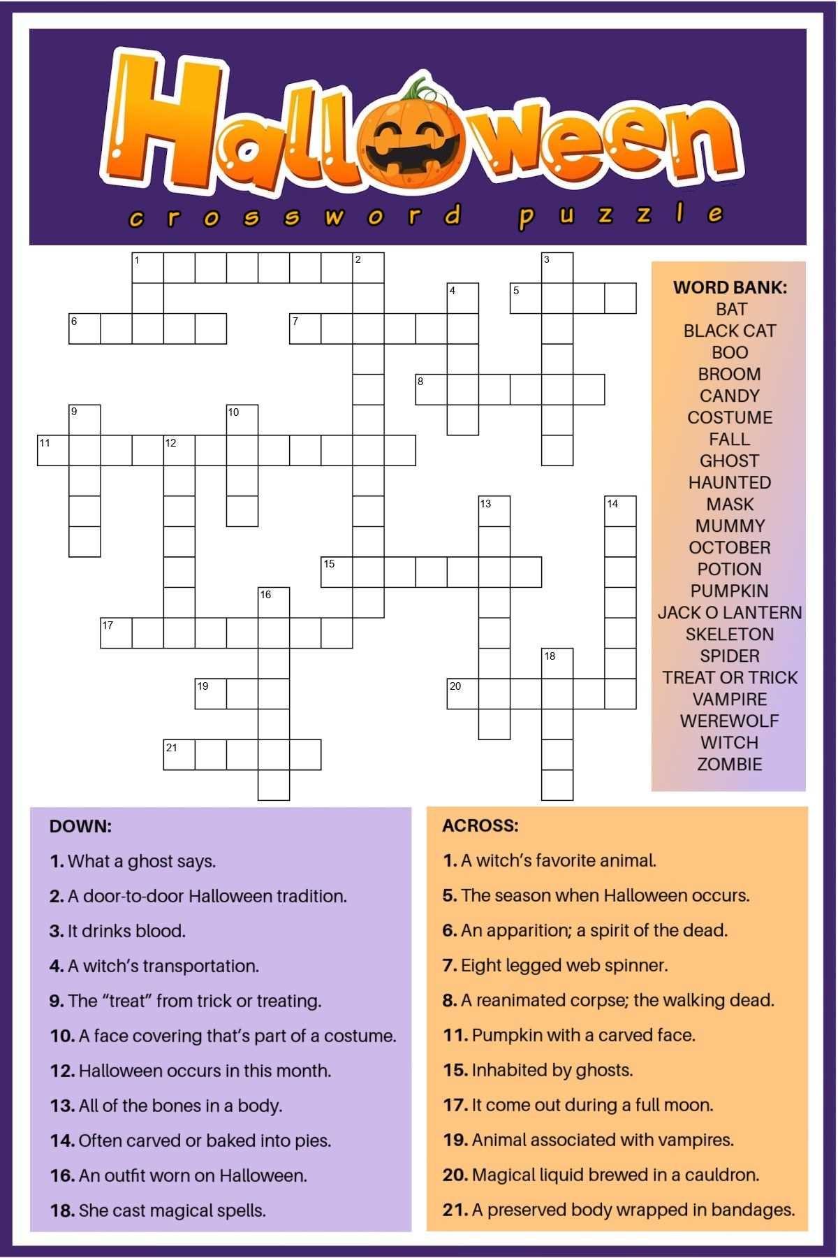 free printable halloween word puzzles