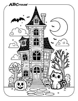 free printable haunted house coloring pages