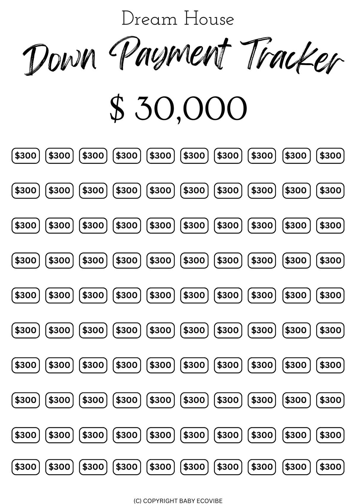 free printable house savings tracker