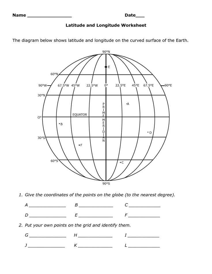 free printable latitude and longitude worksheets