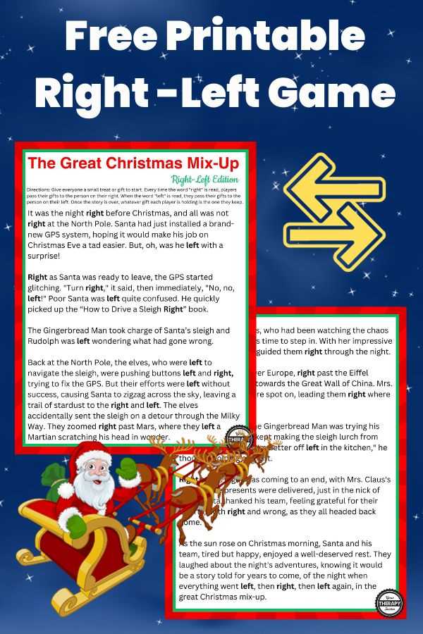 free printable left right christmas game
