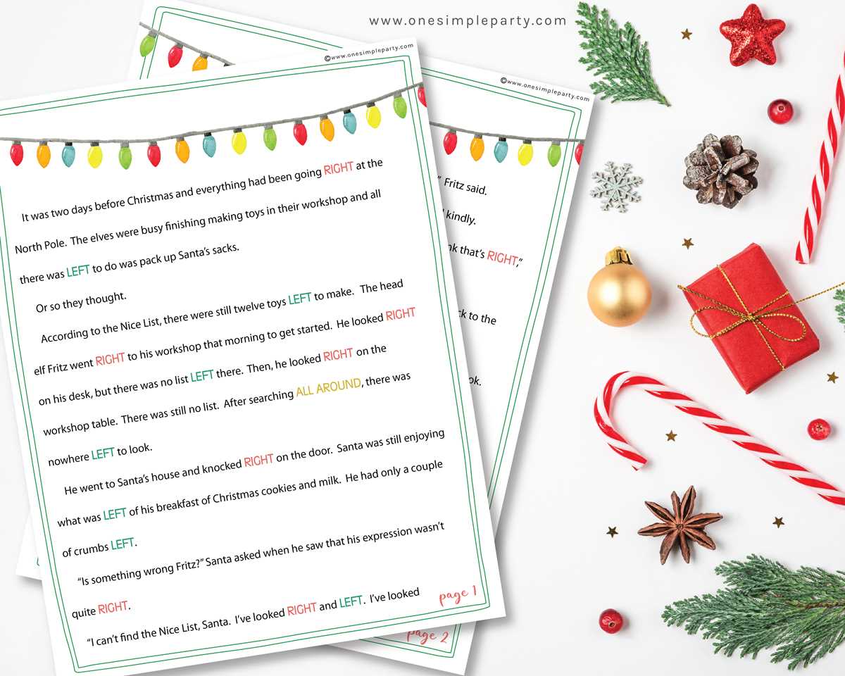 free printable left right christmas game