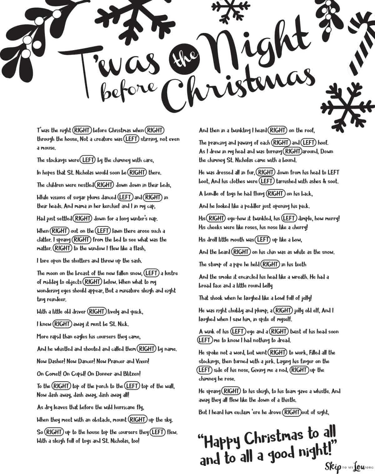 free printable left right christmas games