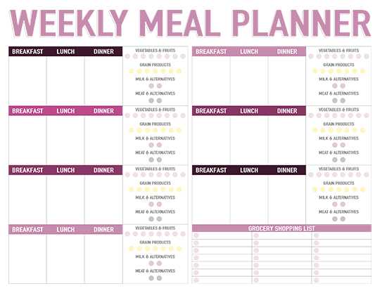 free printable meal planners
