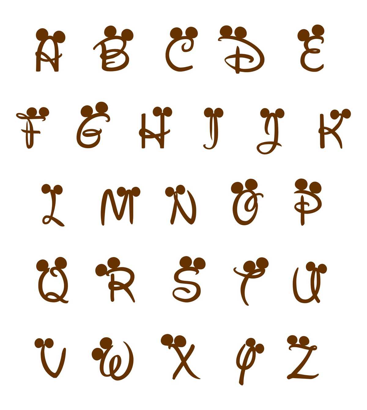 free printable mickey mouse alphabet letters