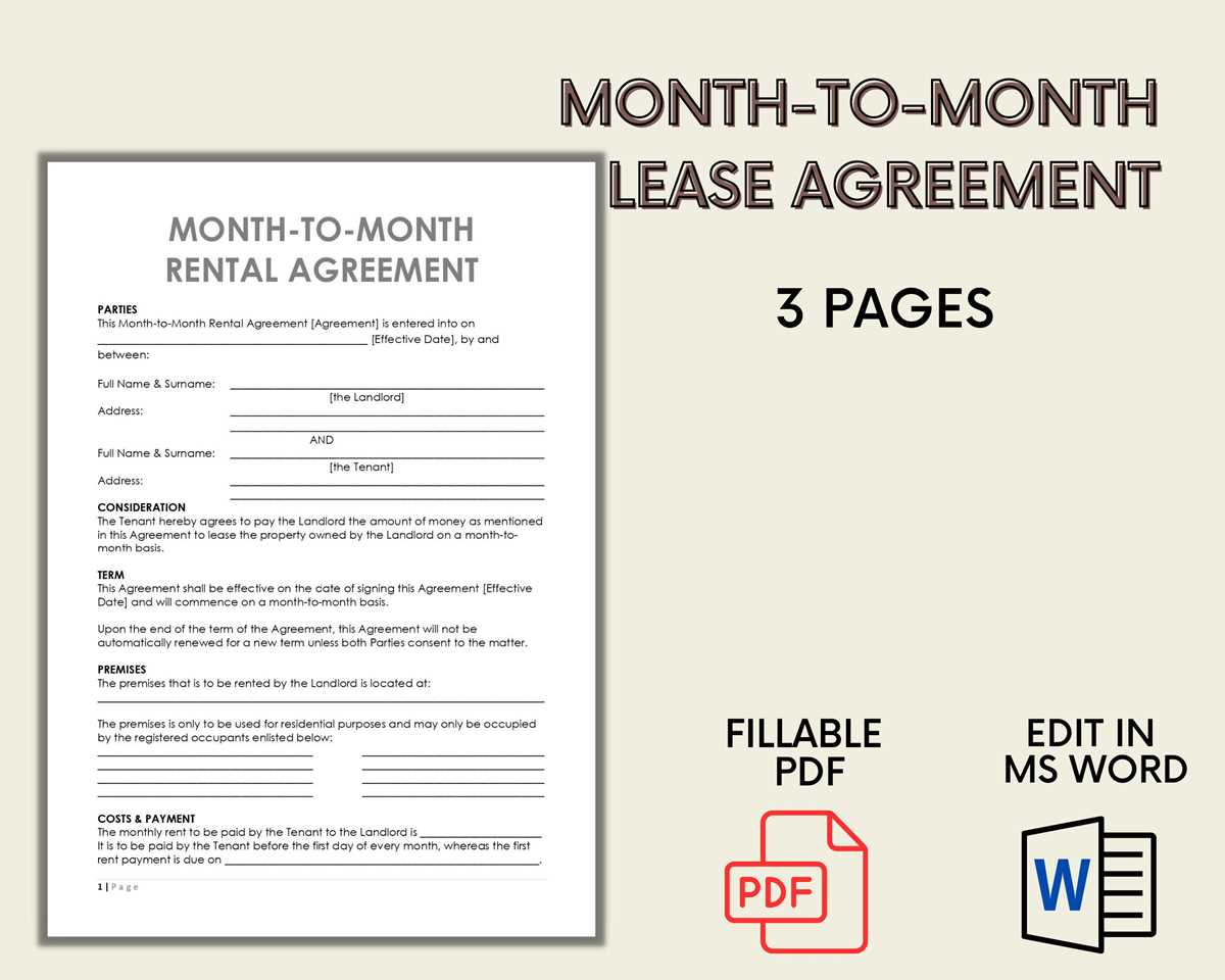 free printable month to month rental agreement