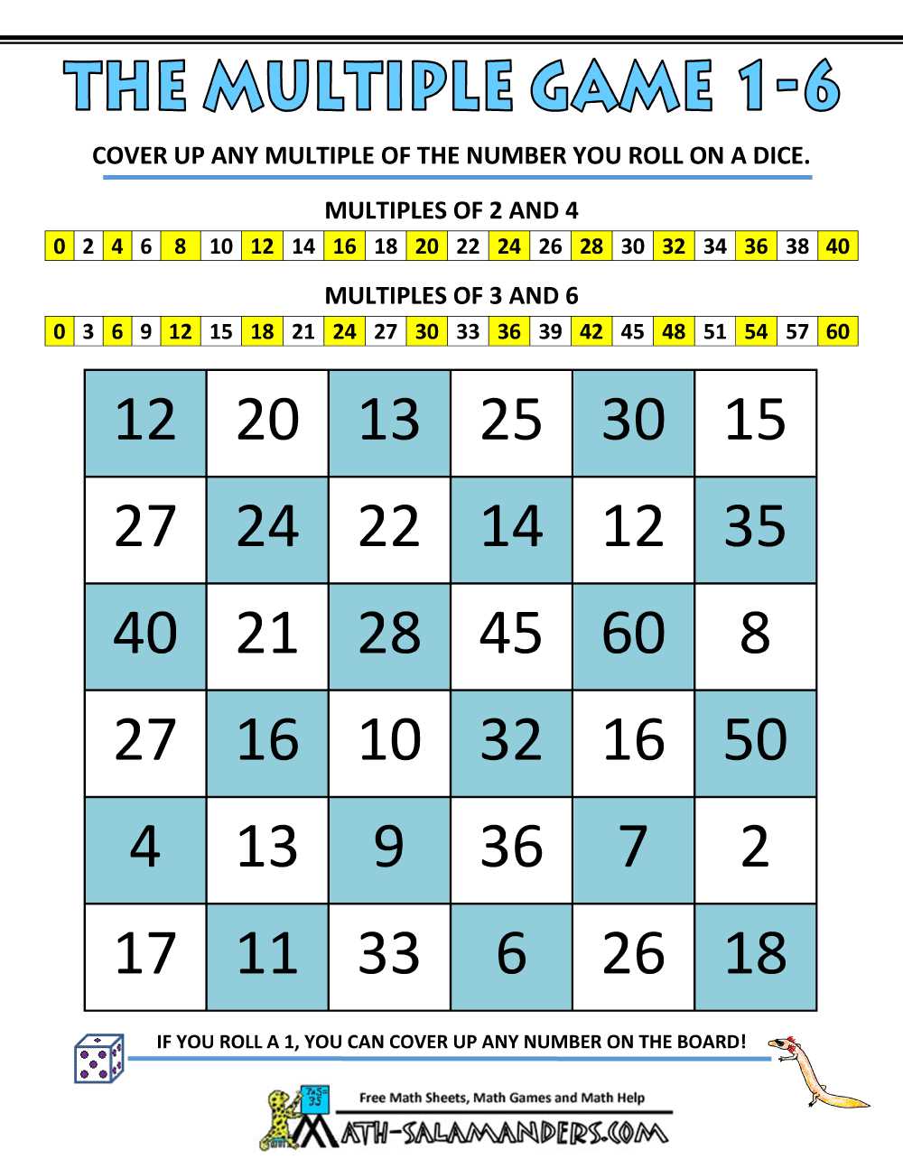 free printable multiplication games