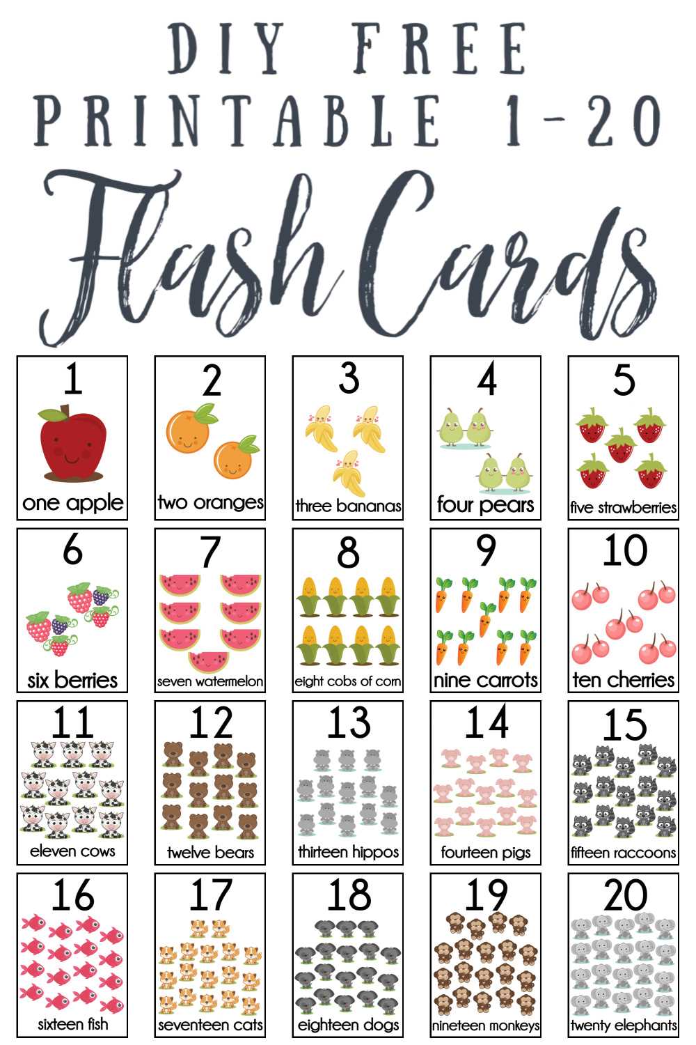 free printable number flashcards
