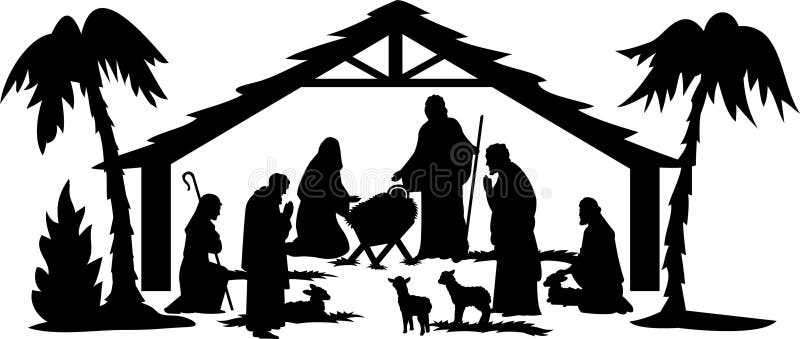 free printable outline printable nativity silhouette