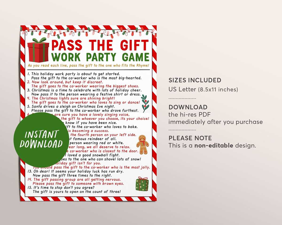 free printable pass the gift game