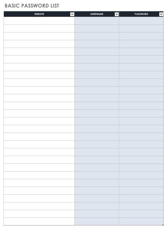 free printable password keeper