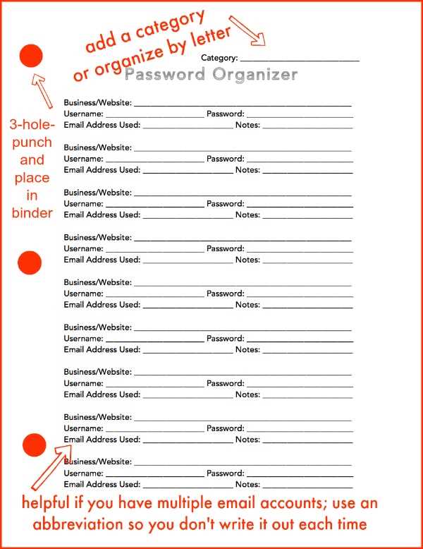 free printable password keeper