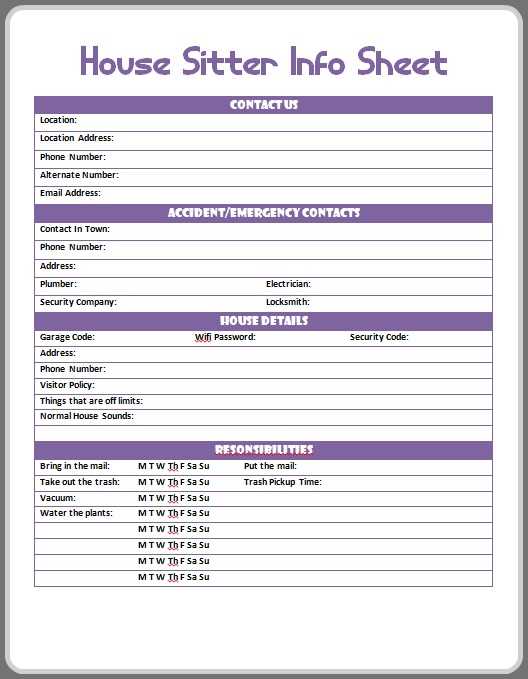 free printable pet sitter forms