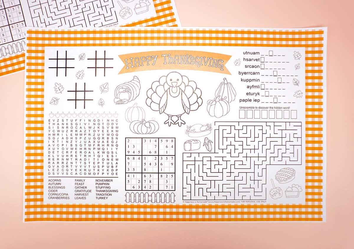free printable placemats
