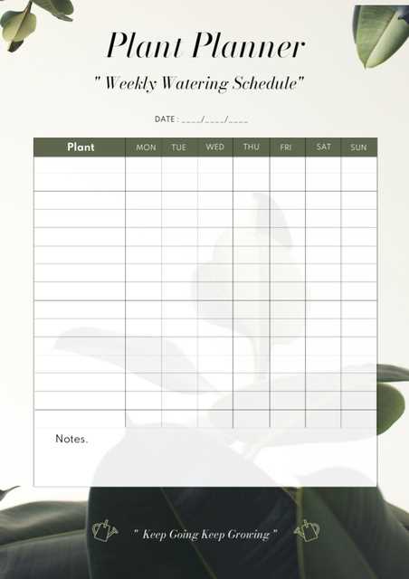 free printable plant watering schedule