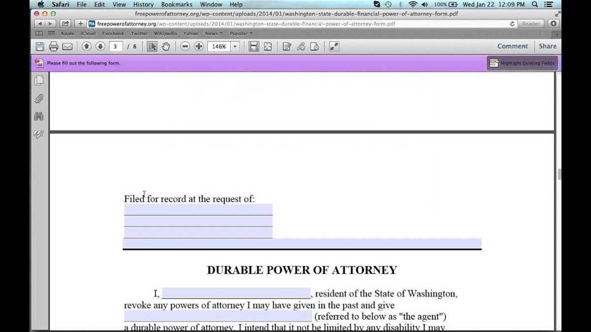 free printable power of attorney form washington state