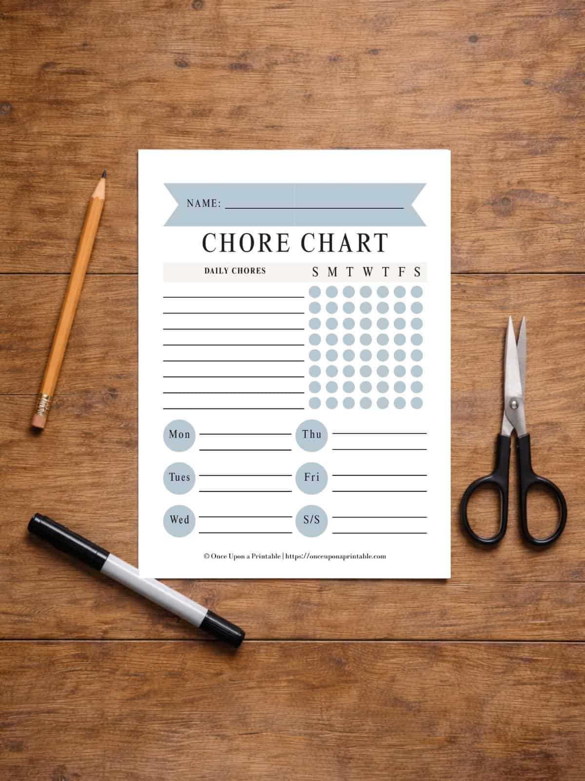 free printable printable chore chart