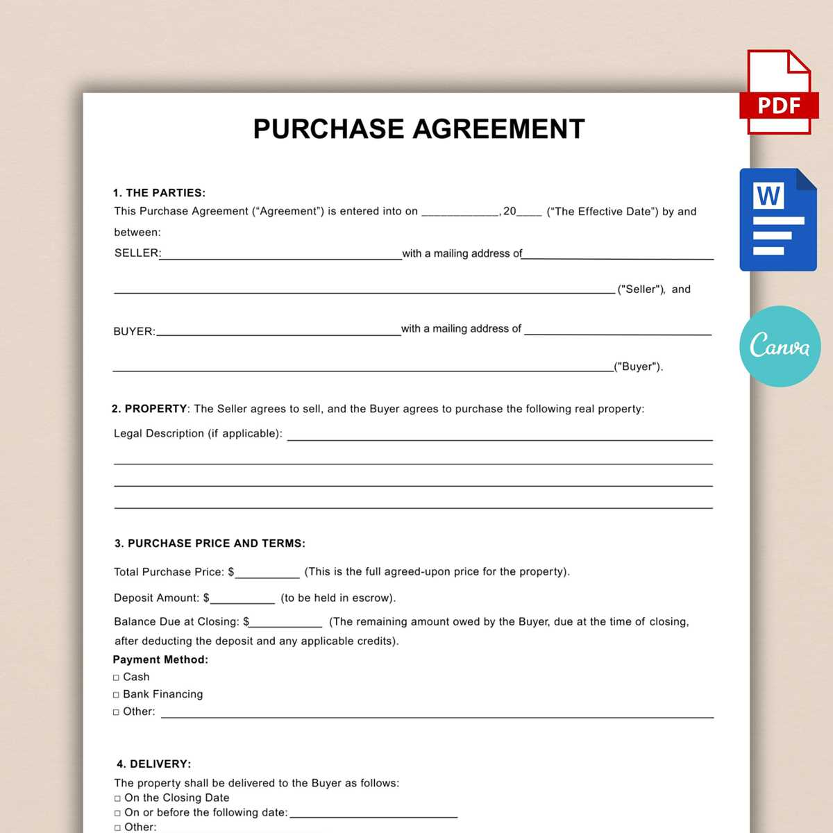 free printable purchase agreement for mobile home