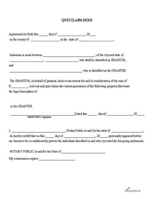 free printable quit claim deed