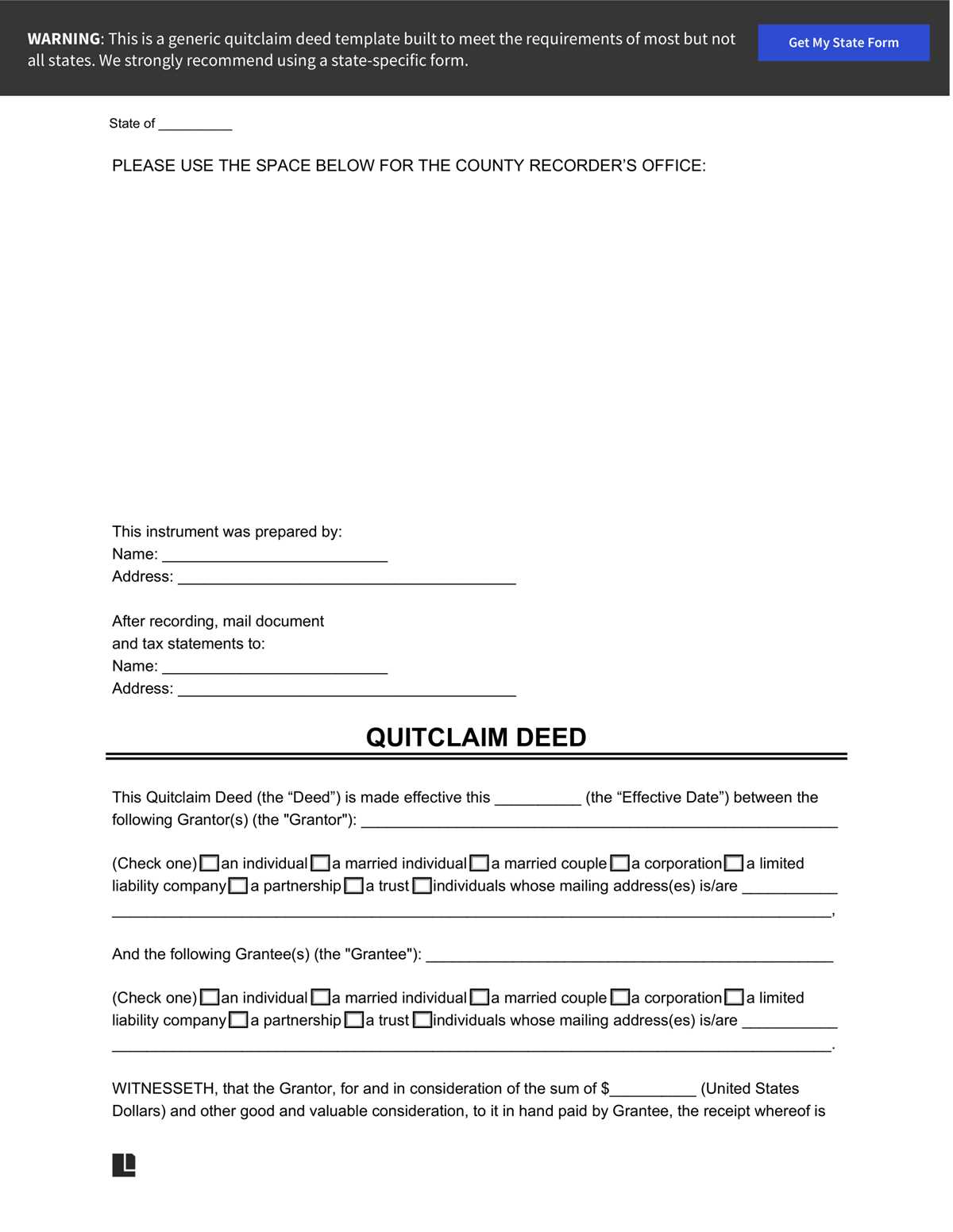 free printable quitclaim deed