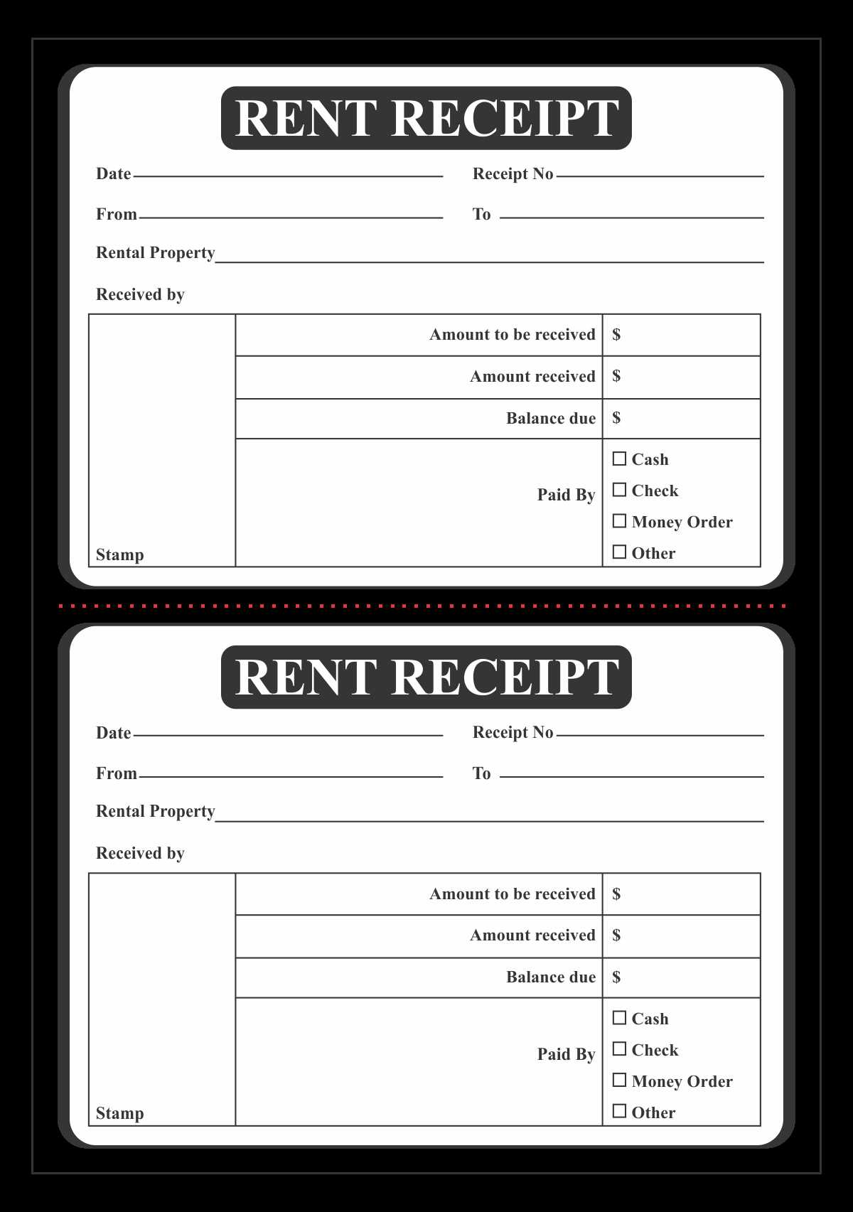 free printable rental receipt