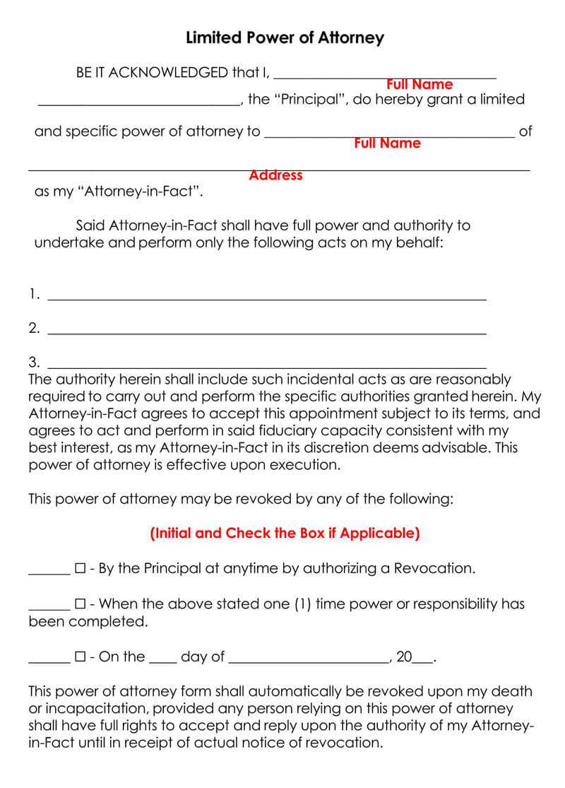 free printable revocation of power of attorney form