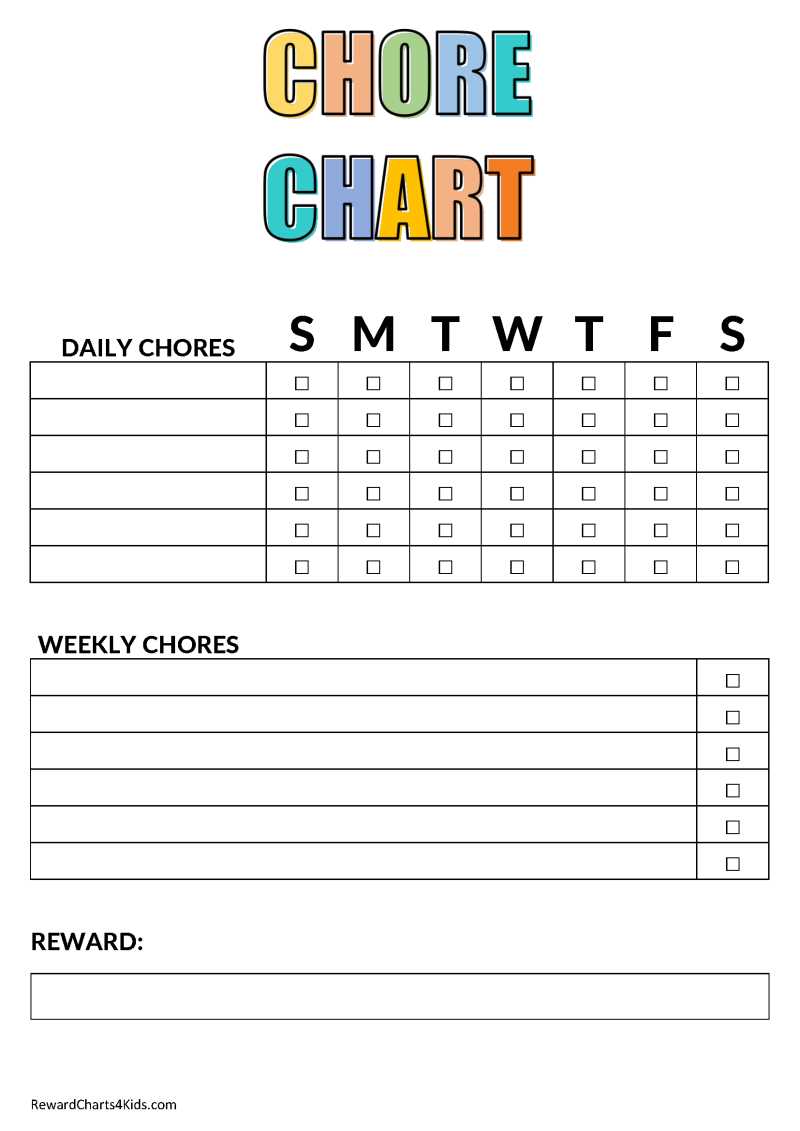 free printable reward chart