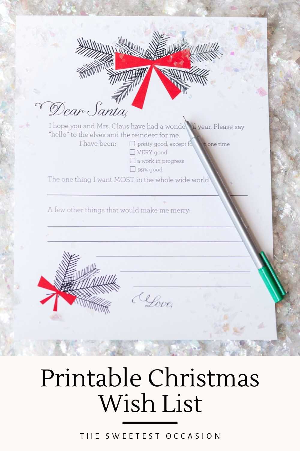 free printable santa christmas list