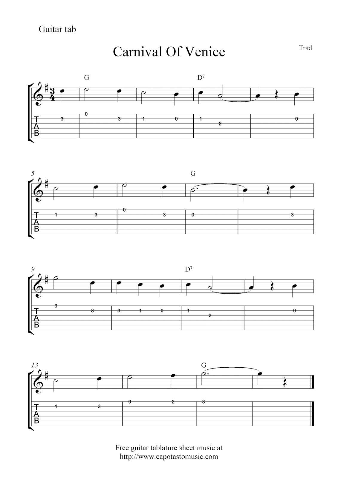 free printable sheet music guitar