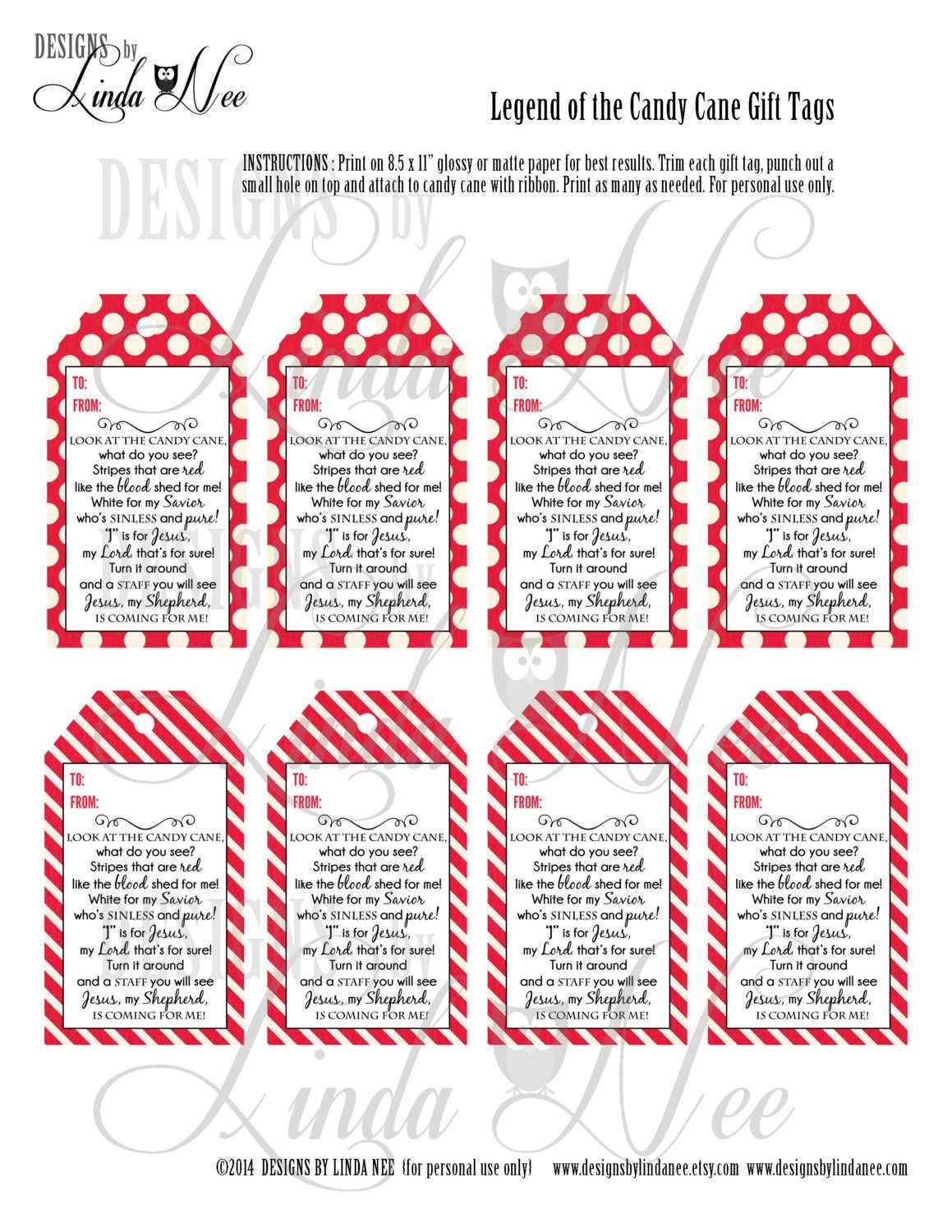 free printable story of the candy cane