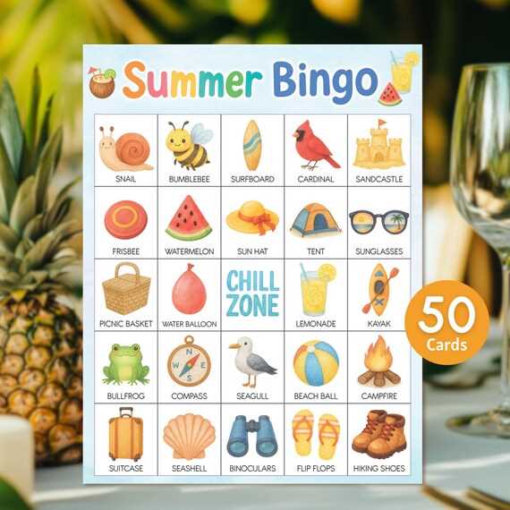 free printable summer bingo