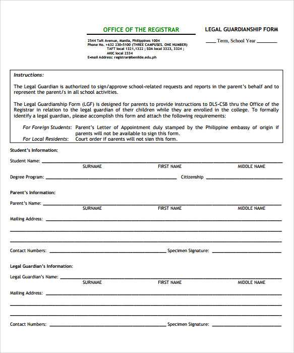 free printable temporary guardianship form