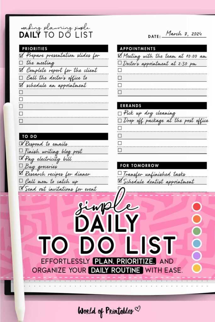 free printable to do checklist